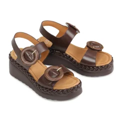 MENORCA LEATHER WEDGE SANDALS><noscript><img width=