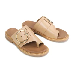 ORN LEATHER SLIDE SANDALS><noscript><img width=