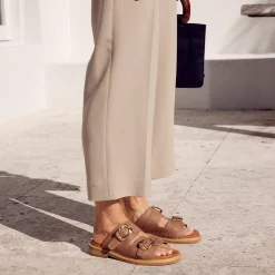 ORNATE SLIDE SANDALS LEATHER>EOS Footwear Clearance