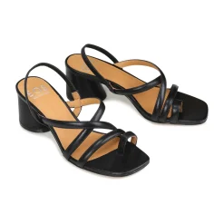 PETICE LEATHER BLOCK HEEL SANDALS><noscript><img width=