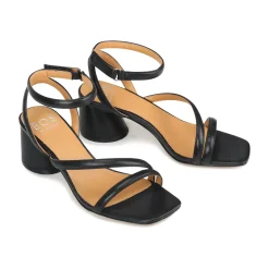 PETRICIA LEATHER BLOCK HEEL SANDALS><noscript><img width=