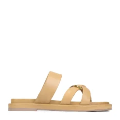 RING LEATHER SLIDE SANDALS>EOS Footwear Outlet