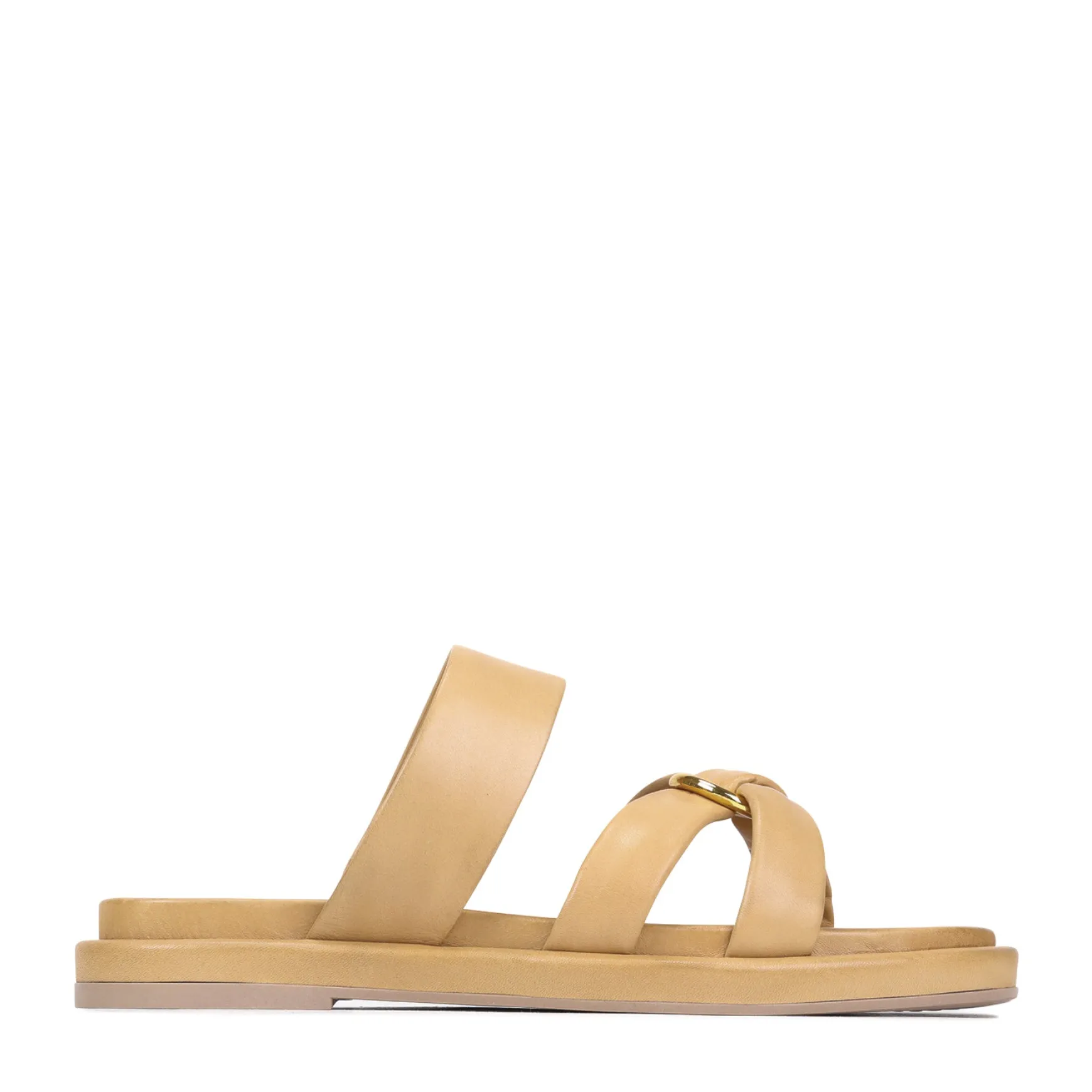 RING LEATHER SLIDE SANDALS>EOS Footwear Outlet