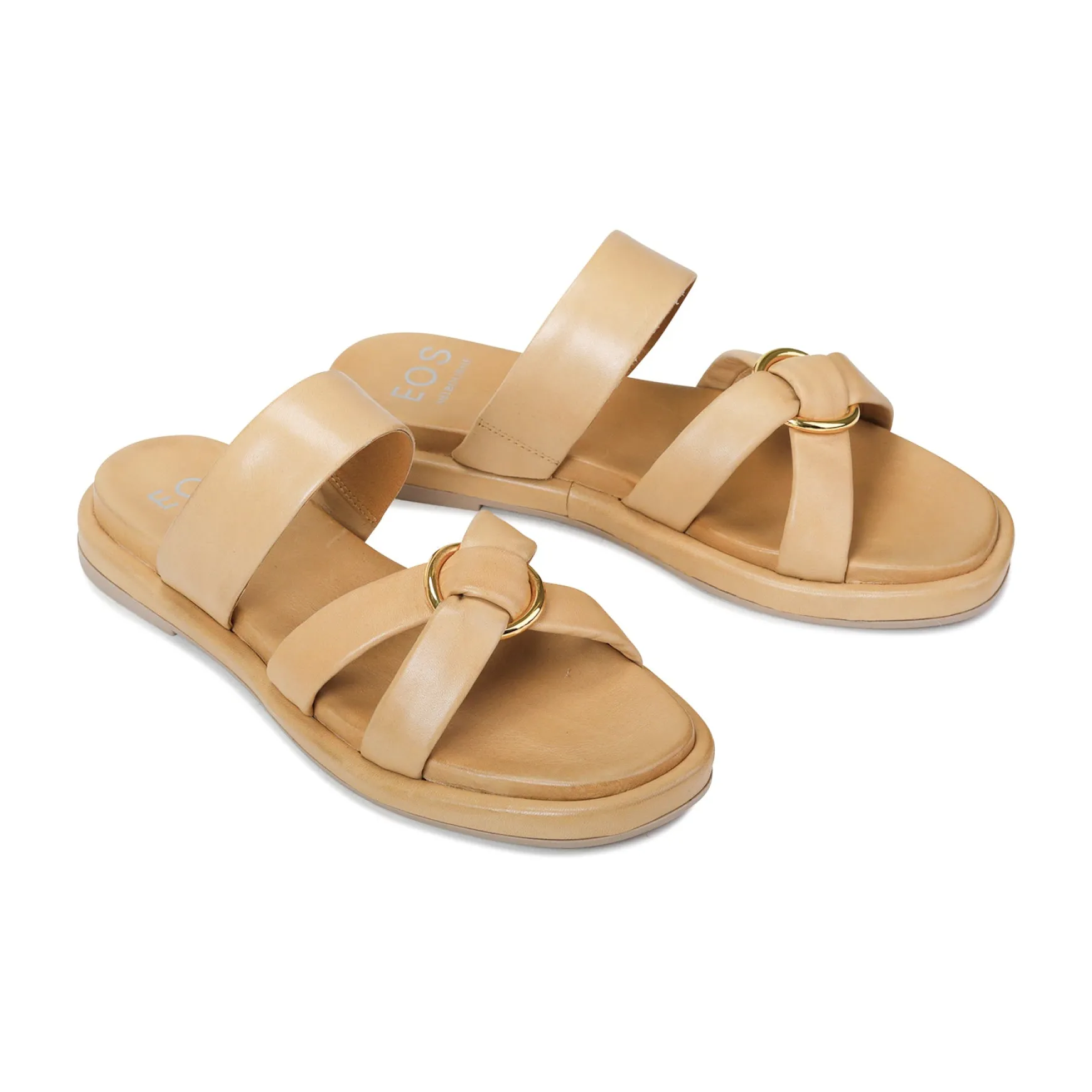RING LEATHER SLIDE SANDALS>EOS Footwear Outlet