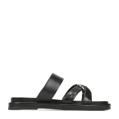 RING LEATHER SLIDE SANDALS><noscript><img width=