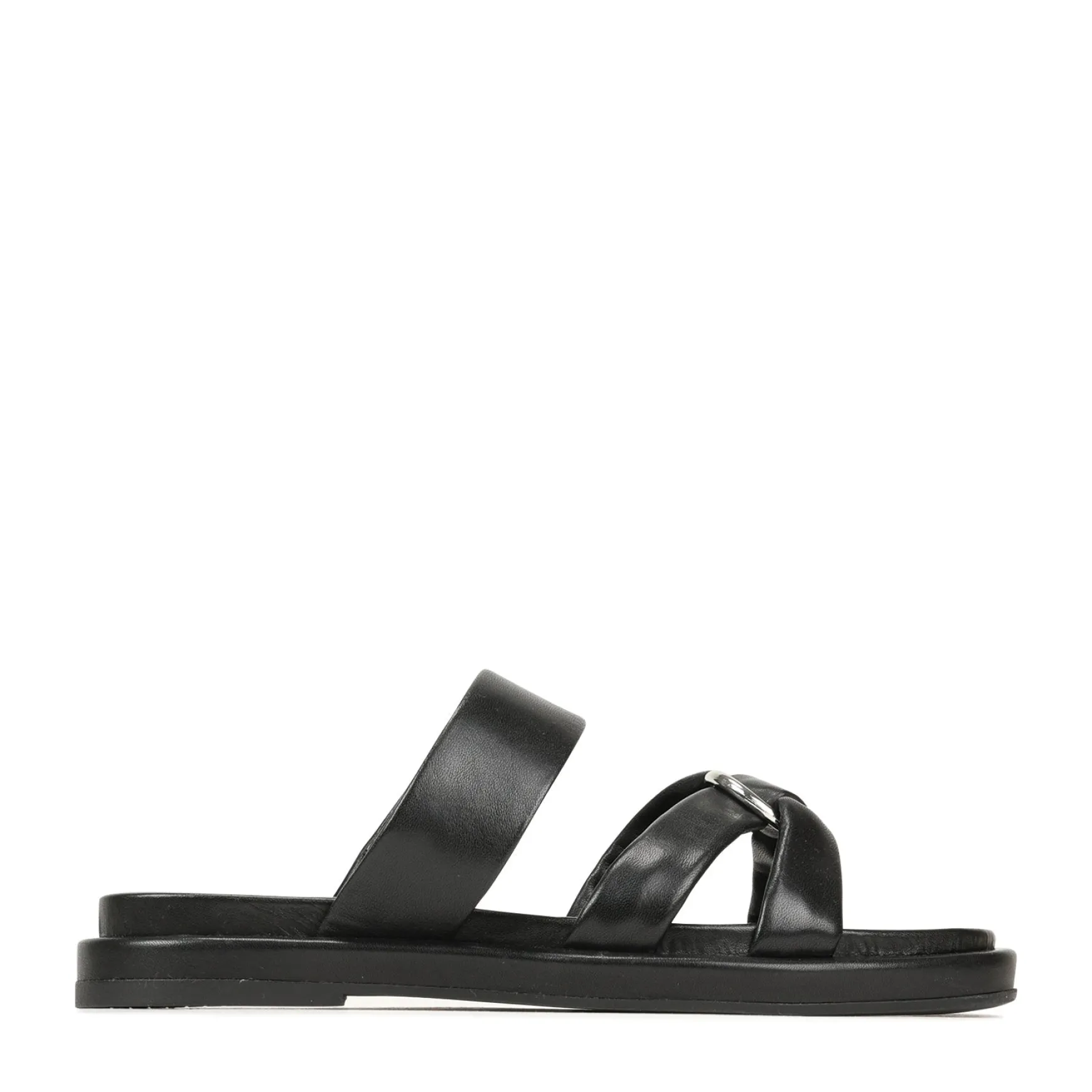 RING LEATHER SLIDE SANDALS>EOS Footwear Outlet