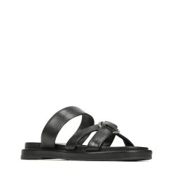 RING LEATHER SLIDE SANDALS><noscript><img width=