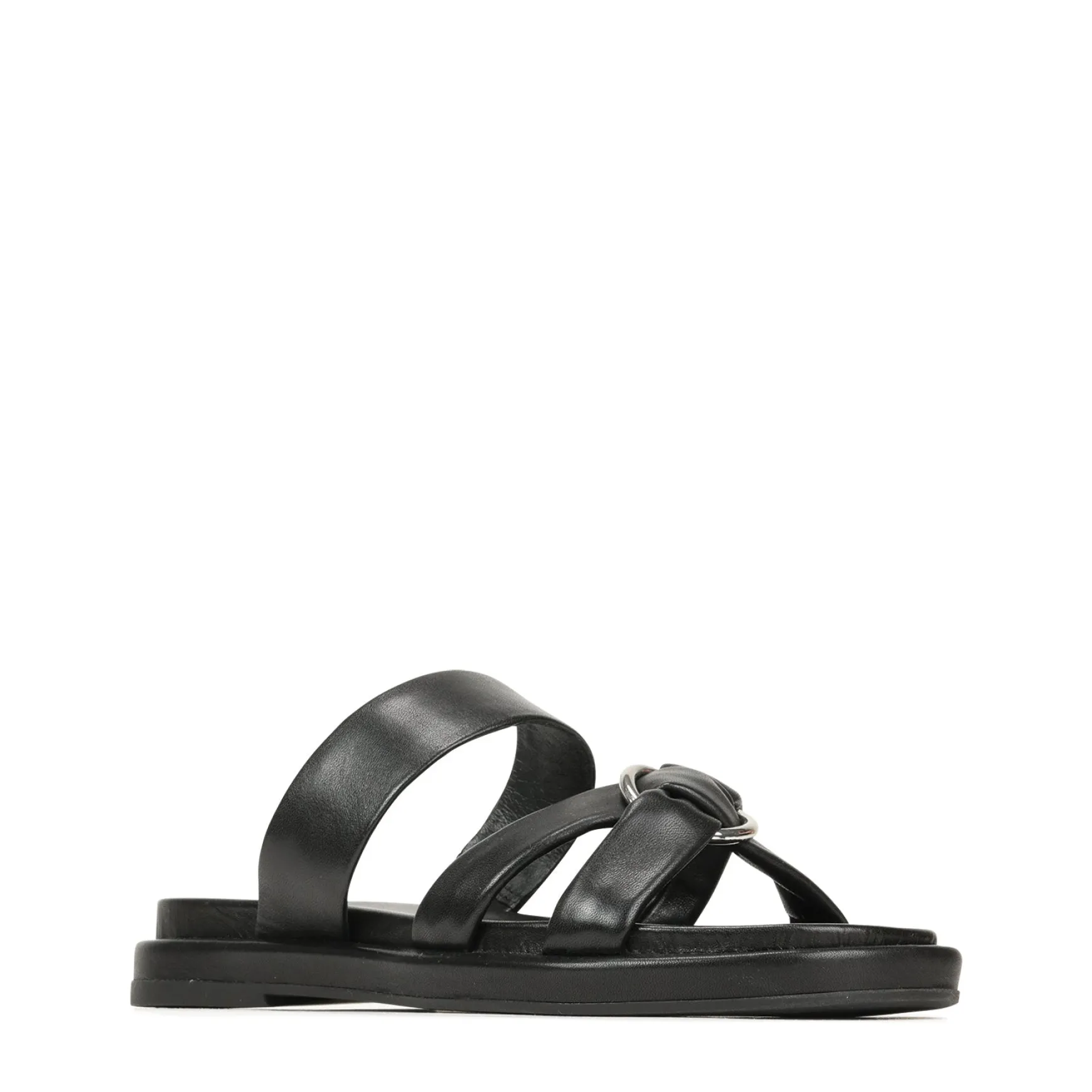 RING LEATHER SLIDE SANDALS>EOS Footwear Outlet