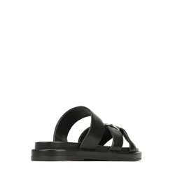 RING LEATHER SLIDE SANDALS><noscript><img width=