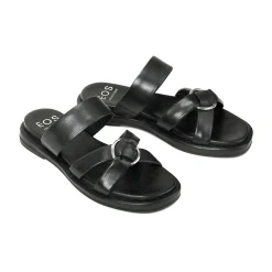 RING LEATHER SLIDE SANDALS><noscript><img width=