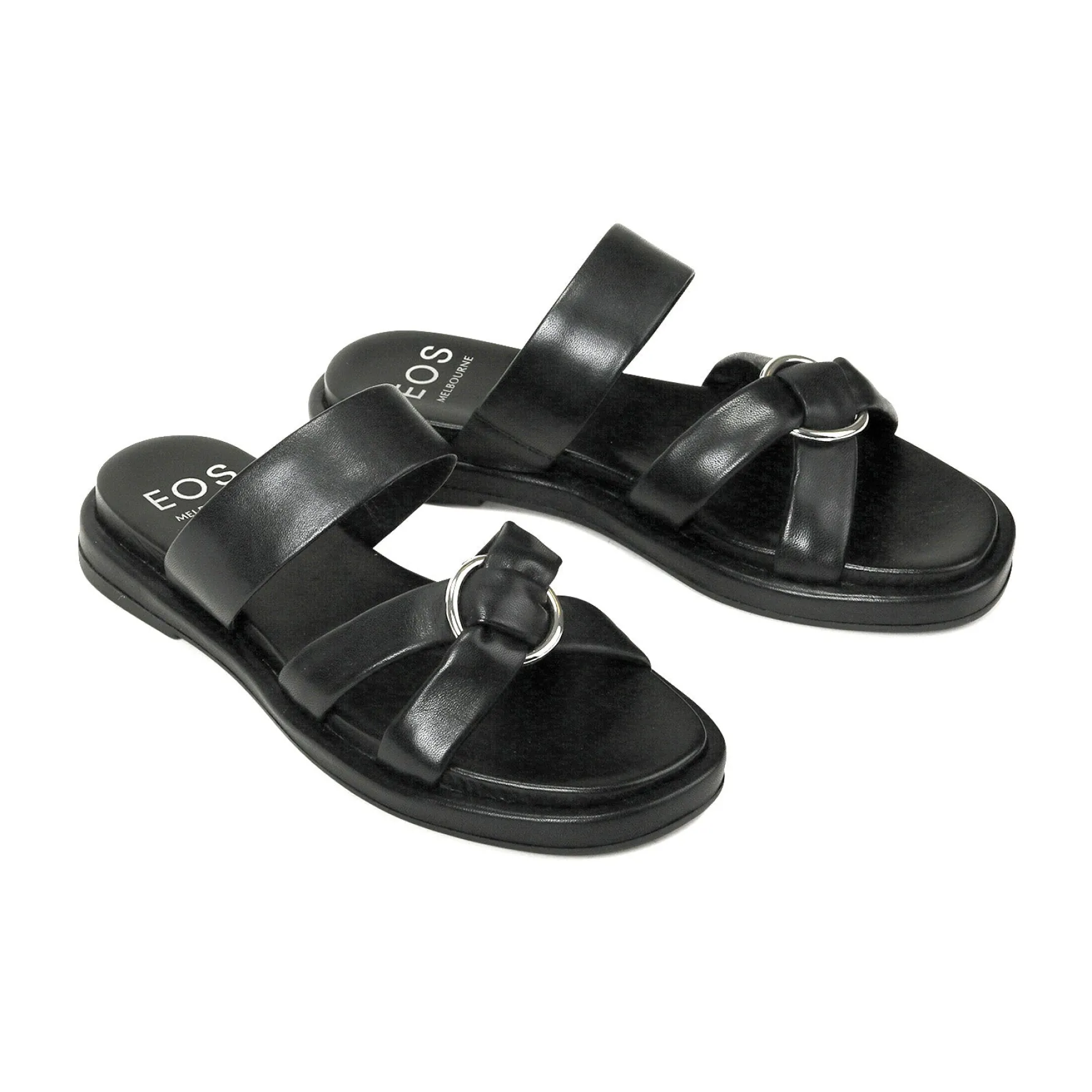 RING LEATHER SLIDE SANDALS>EOS Footwear Outlet