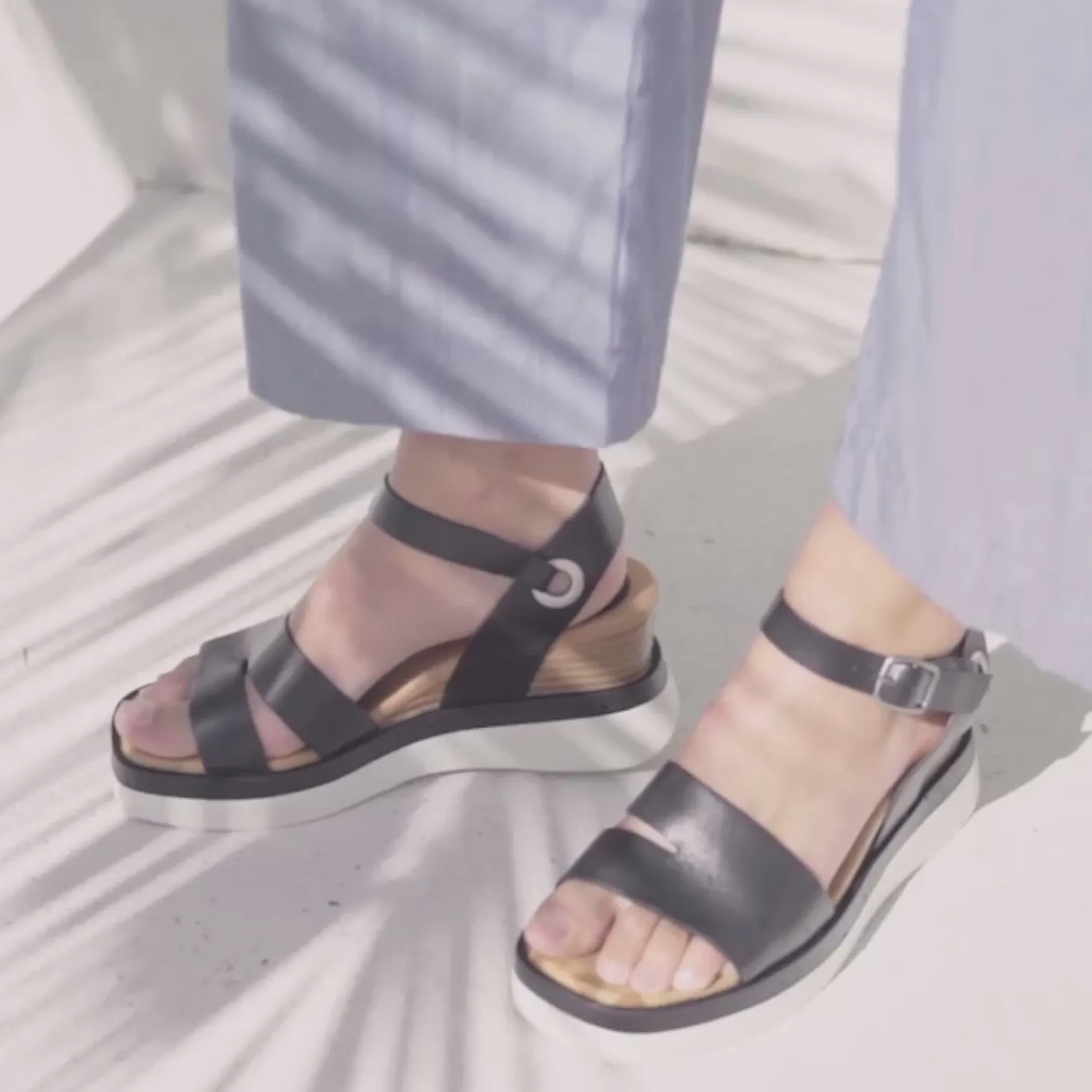 SASKIA STRAP WEDGE SANDALS LEATHER>EOS Footwear New