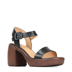 SPIGA LEATHER BLOCK HEEL SANDALS><noscript><img width=