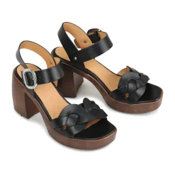 SPIRITED LEATHER BLOCK HEEL SANDALS>EOS Footwear Online