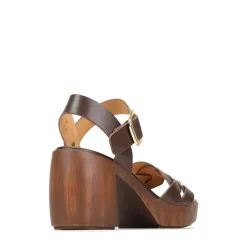SPIRITED LEATHER BLOCK HEEL SANDALS><noscript><img width=