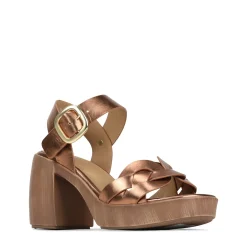 SPIRITED LEATHER BLOCK HEEL SANDALS><noscript><img width=