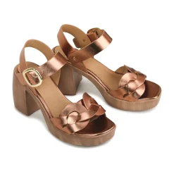 SPIRITED LEATHER BLOCK HEEL SANDALS><noscript><img width=