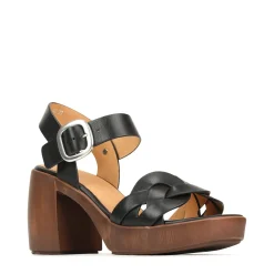 SPIRITED LEATHER BLOCK HEEL SANDALS><noscript><img width=