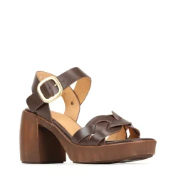 SPIRITED LEATHER BLOCK HEEL SANDALS><noscript><img width=
