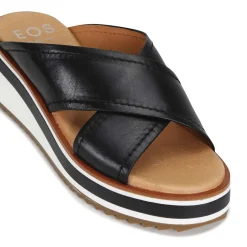SPORT LEATHER CROSSOVER SLIDE SANDAL><noscript><img width=