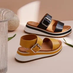 SPORTY LEATHER WEDGE SANDAL><noscript><img width=