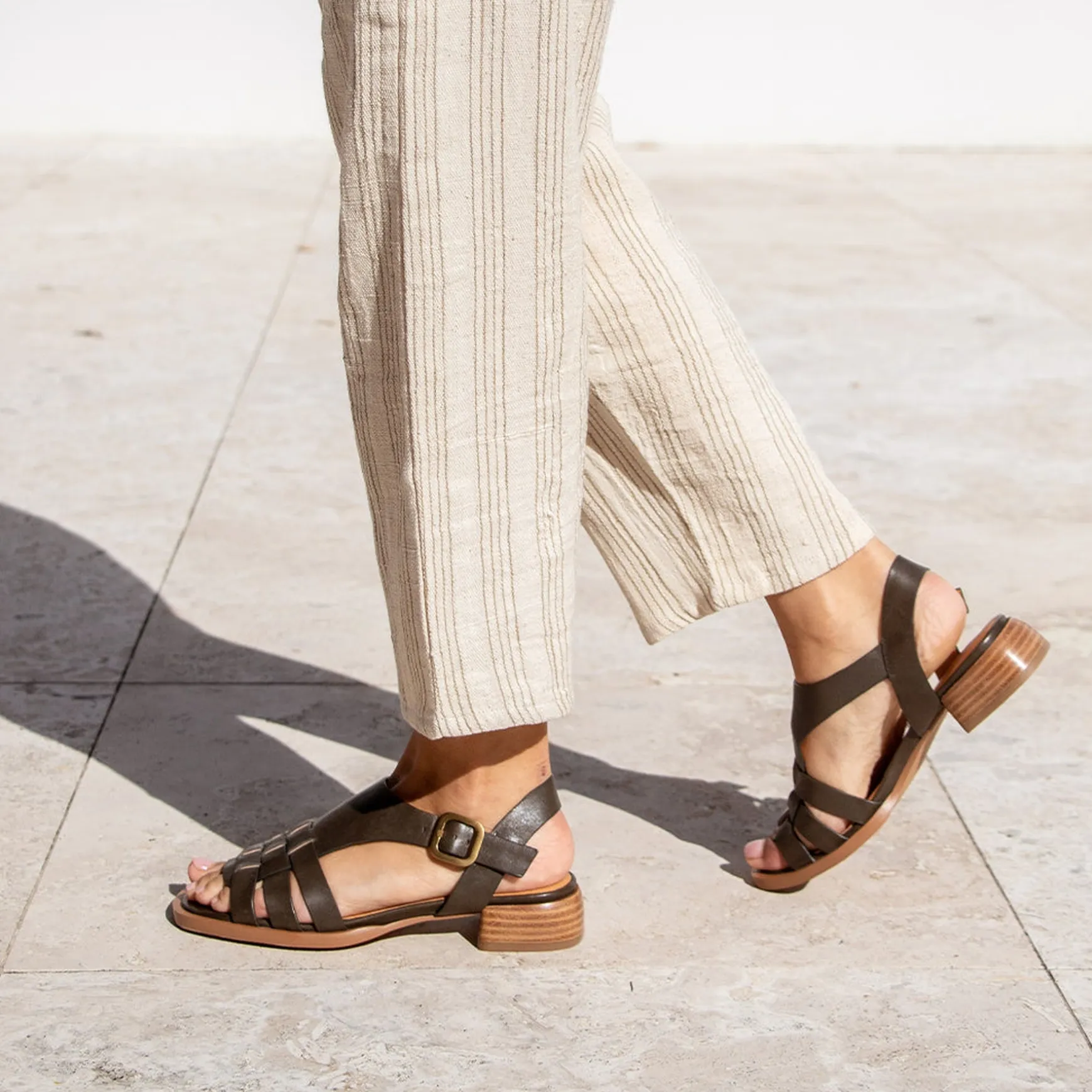 TERRI ANKLE STRAP SANDALS LEATHER>EOS Footwear Clearance