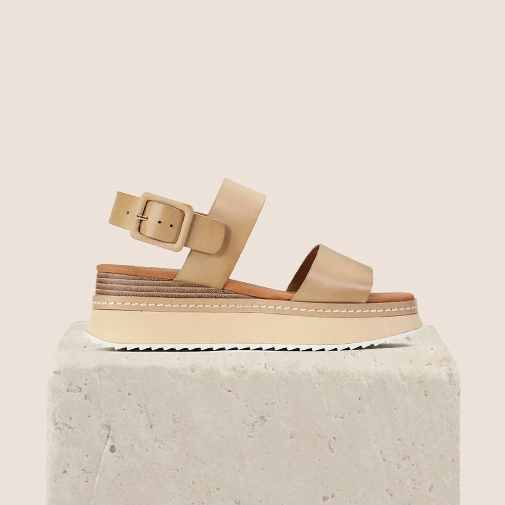 TONAL LEATHER WEDGE SANDAL>EOS Footwear Store