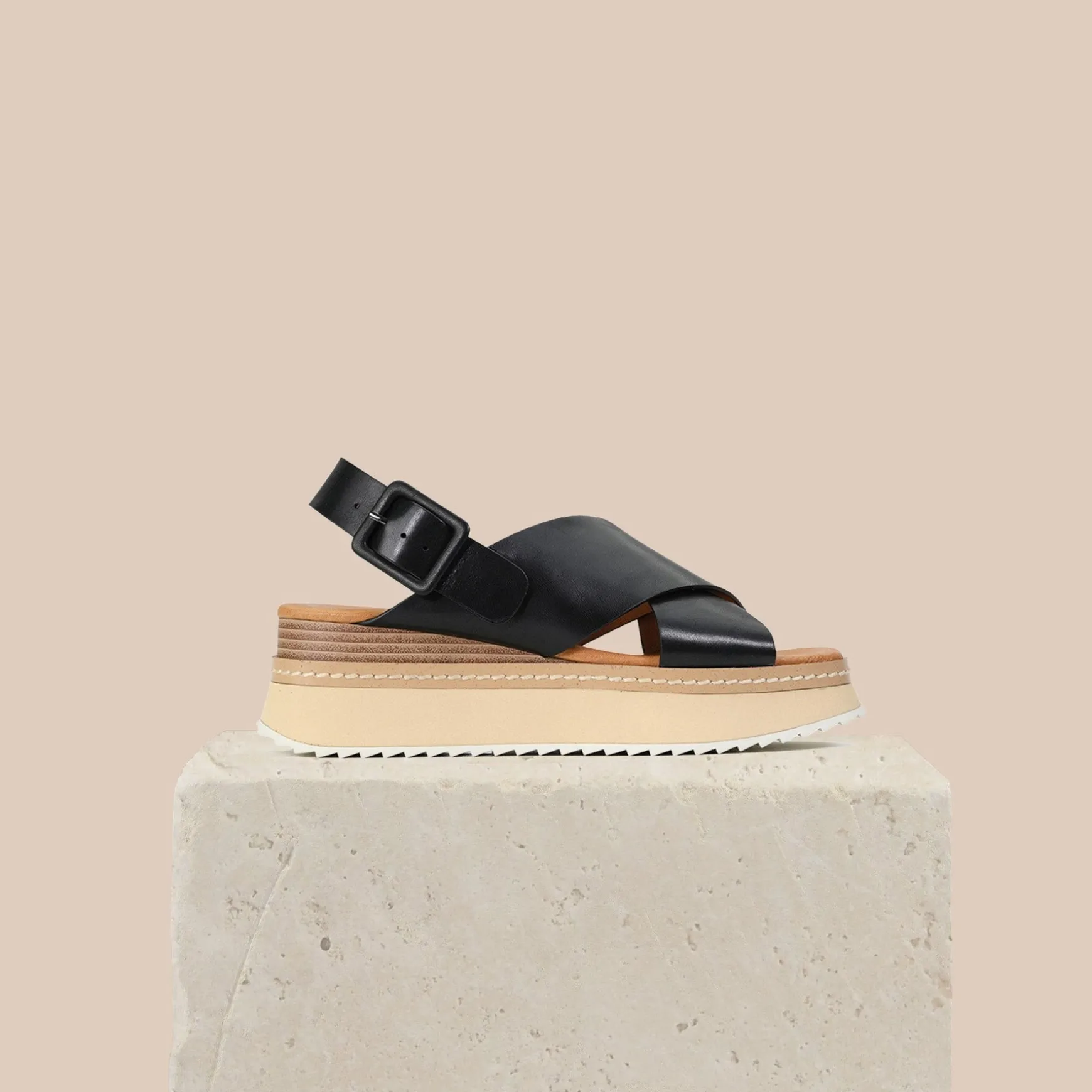 TONALITIES LEATHER PLATFORM WEDGE SANDALS>EOS Footwear Best