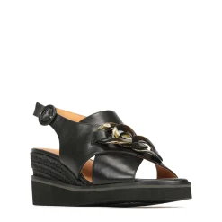 WAYFARER LEATHER WEDGE SANDALS><noscript><img width=