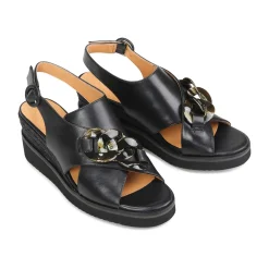 WAYFARER LEATHER WEDGE SANDALS><noscript><img width=