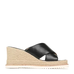 ZELIE LEATHER WEDGE ESPADRILLE SANDALS>EOS Footwear Outlet